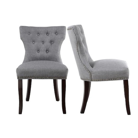 Orora Dec Orora Dec OW-LSS8097C-GRAY Mid Back Button-Tufted Fabric Dining Side Chair; Gray - Set of 2 OW-LSS8097C-GRAY